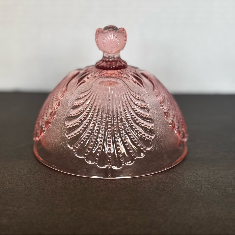 Vintage Dugan Mosser French Opalescent Beaded Shell Dome For Covered Butter Dish - Picture 3 of 9